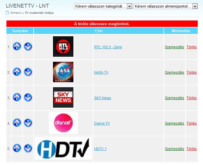 Fejlesztés - LiveNetTV